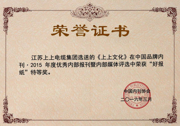 《大宝娱乐文化》荣获中国品牌内刊“好报纸”特等奖