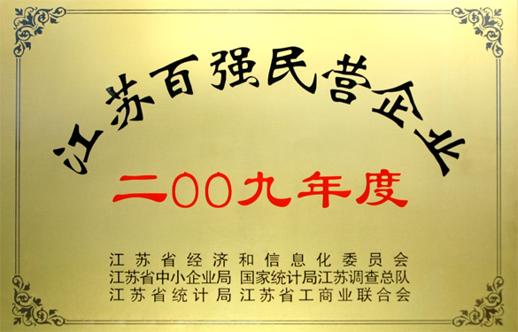 大宝娱乐荣获2009年度“江苏百强民营企业”